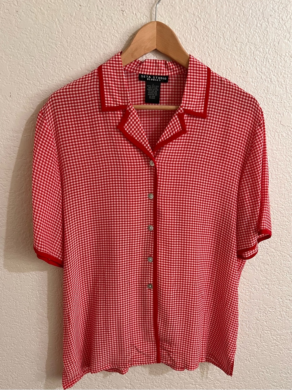 Vintage Silk Checkered Short-Sleeve Camp Shirt